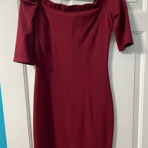 Off the shoulder maroon dress